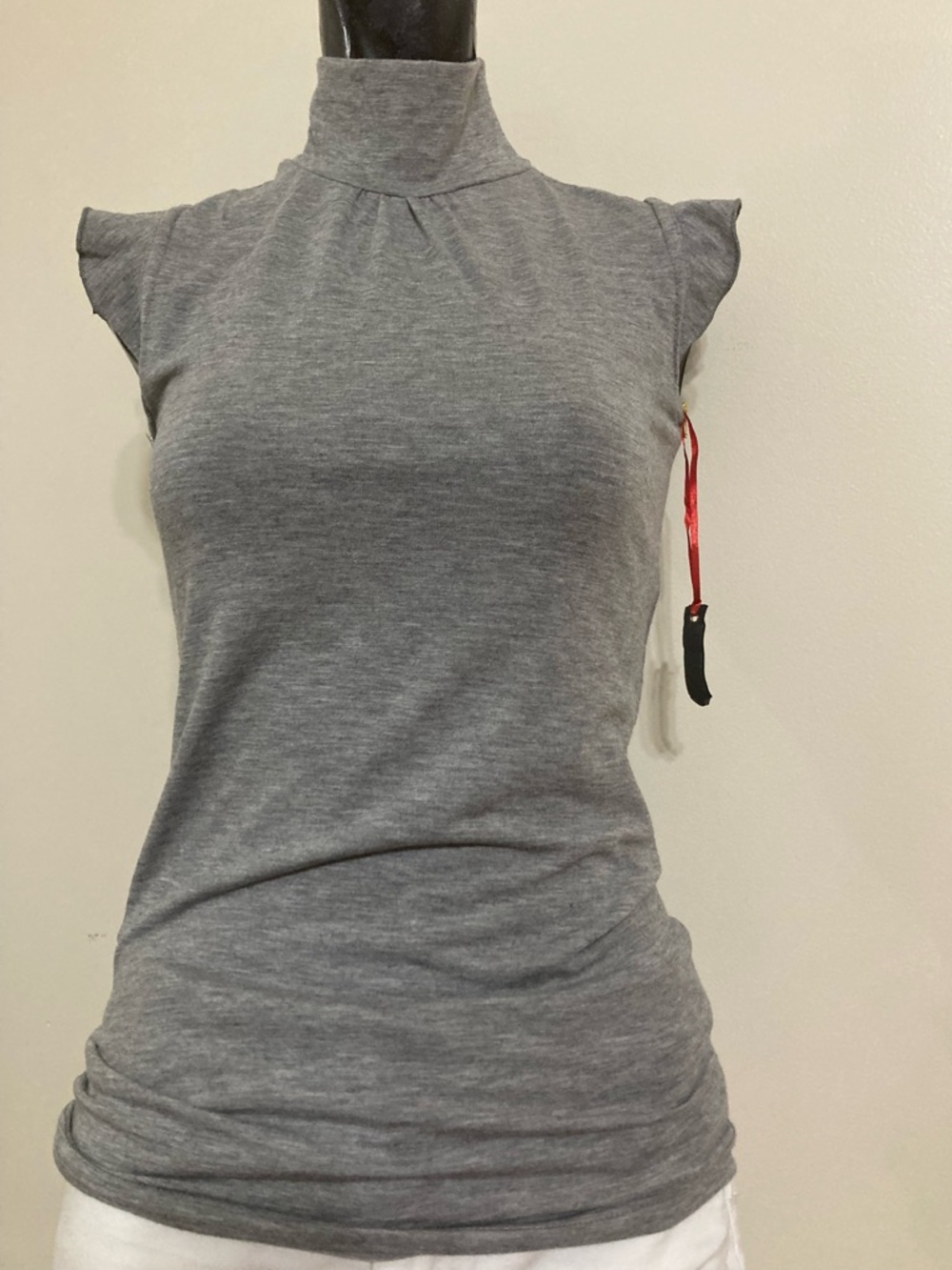 Women's Grey Sleeveless Mock Neck Top. Item# SSct12
